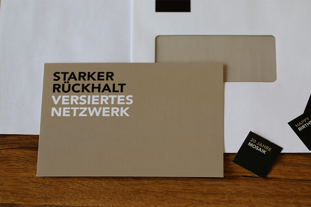 Briefschaften, Erscheinungsbild für Mosaik Agentur von EightyNine, Agentur für Corporate Design und Grafik in St. Gallen, Schweiz
