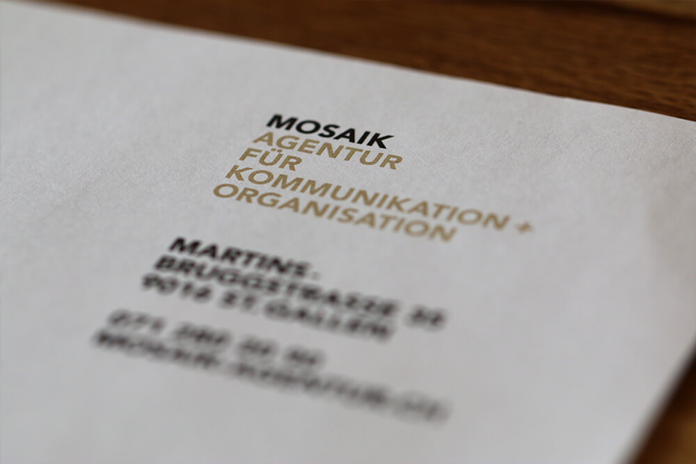 Erscheinungsbild für Mosaik Agentur von EightyNine, Agentur für Corporate Design und Grafik in St. Gallen, Schweiz