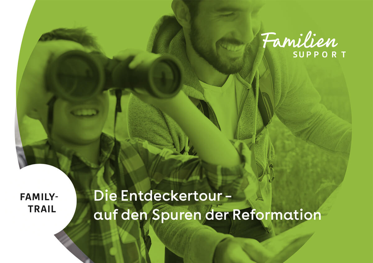 Flyer Entdeckertour, Erscheinungsbild für Familiensupport St.Gallen von EightyNine, Agentur für Corporate Design und Grafik in St. Gallen, Schweiz