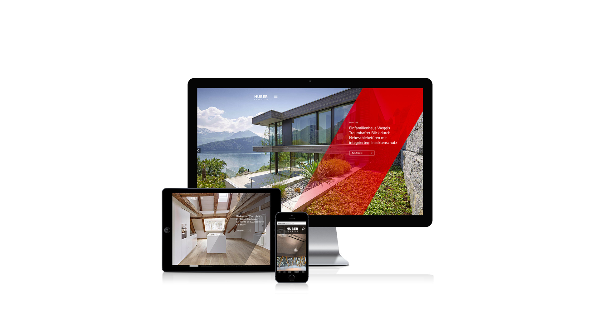 Responsive Webseite Huber Fenster von EightyNine, Agentur für Corporate Design und Grafik in St. Gallen, Schweiz