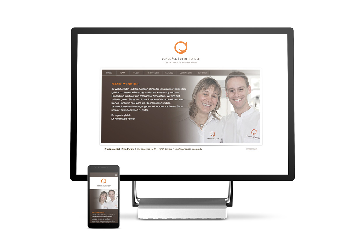 Responsive Webseite, Jungbäck Otto-Porsch Erscheinungsbild von EightyNine, Agentur für Corporate Design und Grafik in St. Gallen, Schweiz