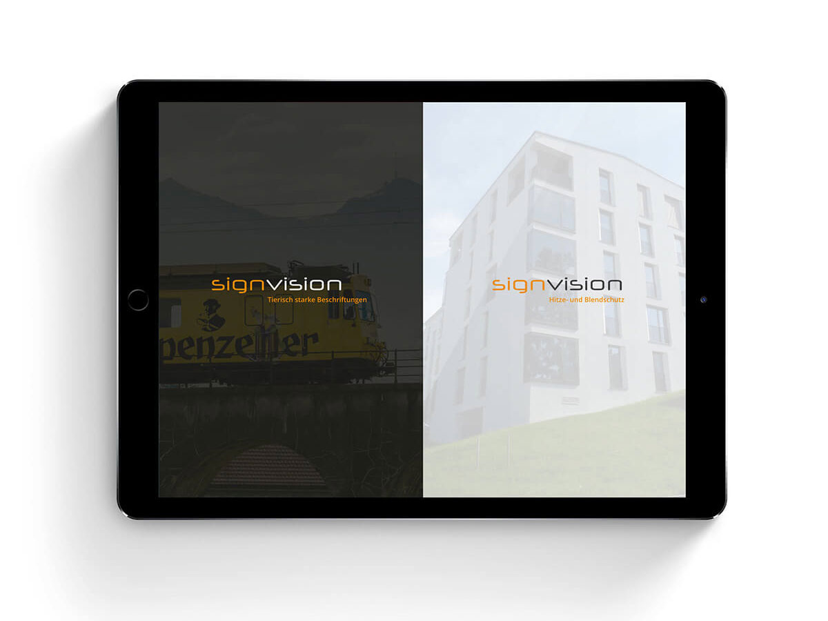Startseite Responsive Webseite SignVision von EightyNine, Agentur für Corporate Design und Grafik in St. Gallen, Schweiz